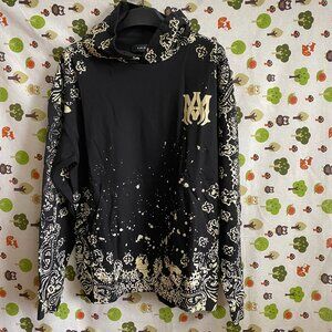 Amiri Embroidered Vintage Print Hoodie Black Men